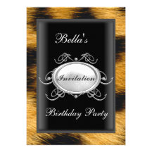 Noir et invitation de fête d'anniversaire de léopa