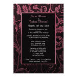 Noir et invitation de mariage damassé de framboise