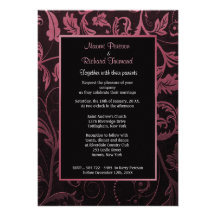 Noir et invitation de mariage damassé de framboise