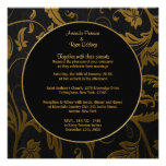 Noir et invitation de mariage damassé d'or - carré
