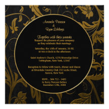 Noir et invitation de mariage damassé d'or - carré