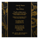 Noir et invitation de mariage damassé d'or - carré