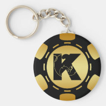 NOIR ET JETON DE POKER DE LA LETTRE K DE MONOGRAMM PORTE-CLÉ