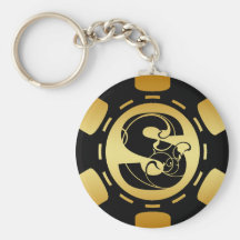 NOIR ET JETON DE POKER DE LA LETTRE S DE MONOGRAMM PORTE-CLEF