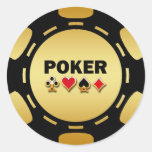 NOIR ET JETON DE POKER D'OR AUTOCOLLANTS