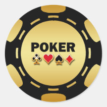 NOIR ET JETON DE POKER D'OR AUTOCOLLANTS