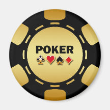 NOIR ET JETON DE POKER D'OR AIMANT POUR RÉFRIGÉRATEUR
