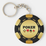 NOIR ET JETON DE POKER D'OR PORTE-CLEF