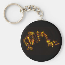 Noir et notes musicales de tourbillonnement Keycha Porte-clefs
