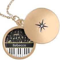 Noir et or de notes musicales et de clés de piano bijouterie personnalisée