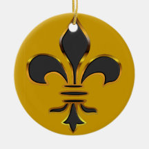 Noir et or Fleur de lis Ornament Décorations De Noël