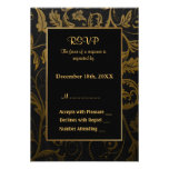 Noir et or mariage damassé - RSVP Carton D'invitation