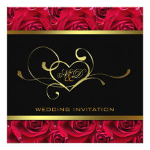 Noir et or sur le faire-part de mariage de roses r