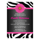 Noir et rose, zèbre, invitation de baby shower de 