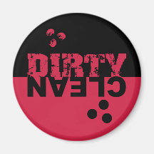Noir et rouge sales/propres d'aimant de lave-vaiss