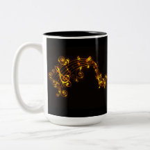 Noir et tasse de tourbillonnement de notes musical