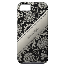 Noir et Taupe floraux chinois personnalisés de dam Étuis iPhone 5