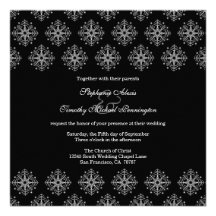 Noir + faire-part de mariage blanc d'hiver de floc