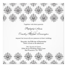 Noir + faire-part de mariage blanc d'hiver de floc