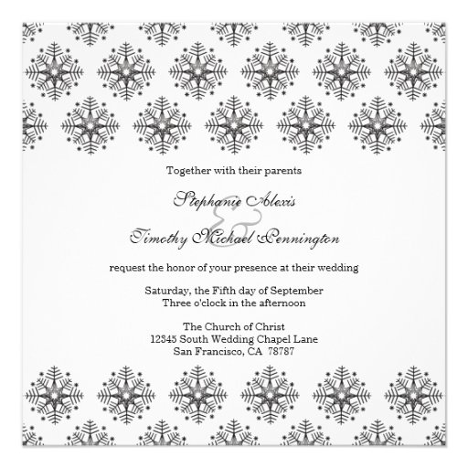 Noir + faire-part de mariage blanc d'hiver de floc
