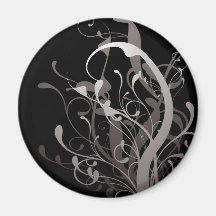 noir floral abstrait aimants pour réfrigérateur