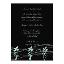 Noir floral vintage d'équilibre et bleu glacé cartons d'invitation