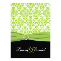 Noir IMPRIMÉ de RUBAN, invitation vert de mariage 