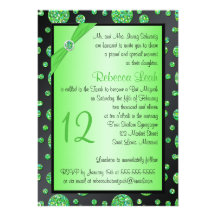 Noir, invitation scintillant de bat mitzvah de poi