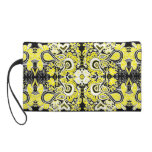 Noir jaune fou et blanc de Paisley Sac À Main Avec Dragonne
