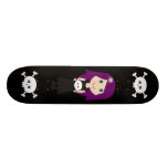 Noir mignon de fille et de crânes de Goth Skateboards