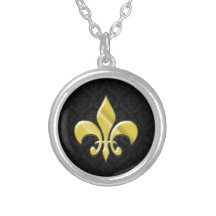 Noir/or Damask Fleur de Lis Pendentifs