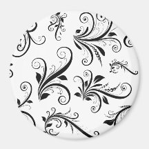Noir ornemental de VenetDamask de remous floraux,  Aimants