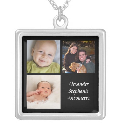 Noir personnalisé w/Text de collier de photo du co