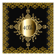 Noir populaire et or de fête d'anniversaire d'invi