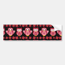 Noir rose assez mignon de motif de hiboux et de fl adhésif pour voiture