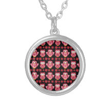 Noir rose assez mignon de motif de hiboux et de fl bijouterie personnalisée