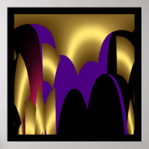 Noir rose de Puple d'or abstrait d'impression Affiche