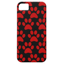 Noir rouge d'empreintes de pattes mignons de chiot étui iPhone 5