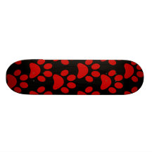 Noir rouge d'empreintes de pattes mignons de chiot plateaux de skateboards