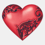 Noir rouge du rouleau W de coeur Autocollant En Cœur