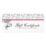 Noir rouge floral de vente au détail de certificat carte double customisable