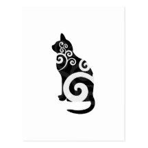 Noir tourbillonnant de chat cartes postales