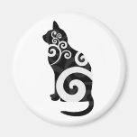 Noir tourbillonnant de chat magnets pour réfrigérateur