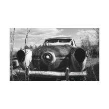 Noir vintage et blanc de voiture toile tendue sur châssis