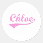 Nom classique de style de Chloe Autocollant Rond
