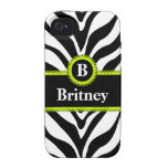 Nom de monogramme de dentelle de vert de chaux d'i coques Case-Mate iPhone 4