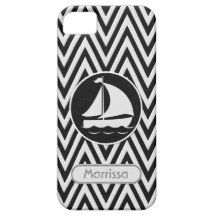 Nom du bateau à voile de regard de sergé de rayure étui iPhone 5