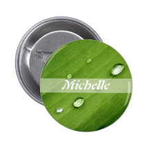 Nom personnalisé par nature de feuille de rosée badge avec épingle