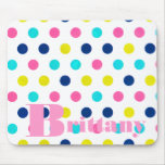 Nom personnalisé par pois en pastel lumineux tapis de souris