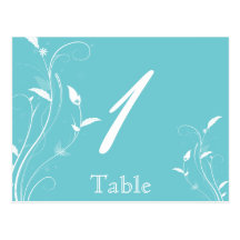 Nombre en filigrane floral bleu de Tableau de mari Cartes Postales